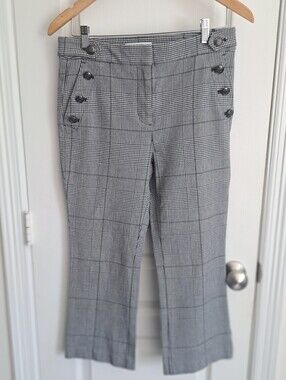 LOFT Petite Checked Wide Leg Cropped Pants Size 6P